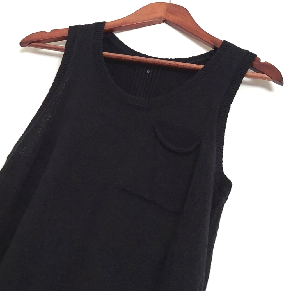 Knit Tank with Pocket & Backside Buttons